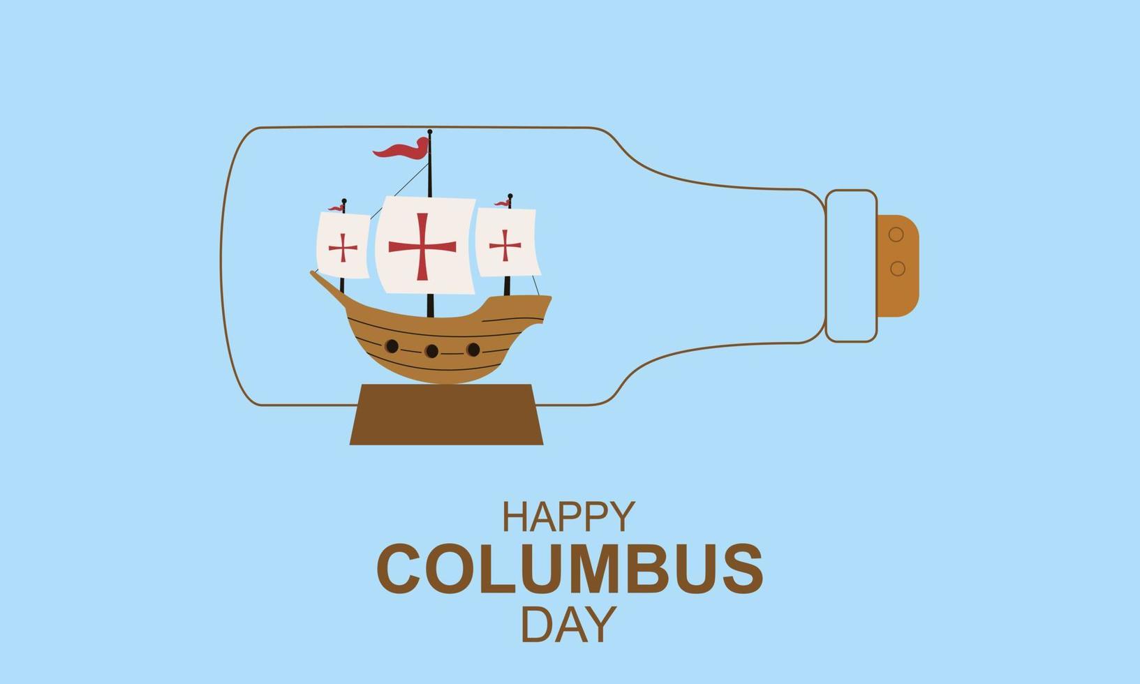 Hand drawn flat columbus day background vector