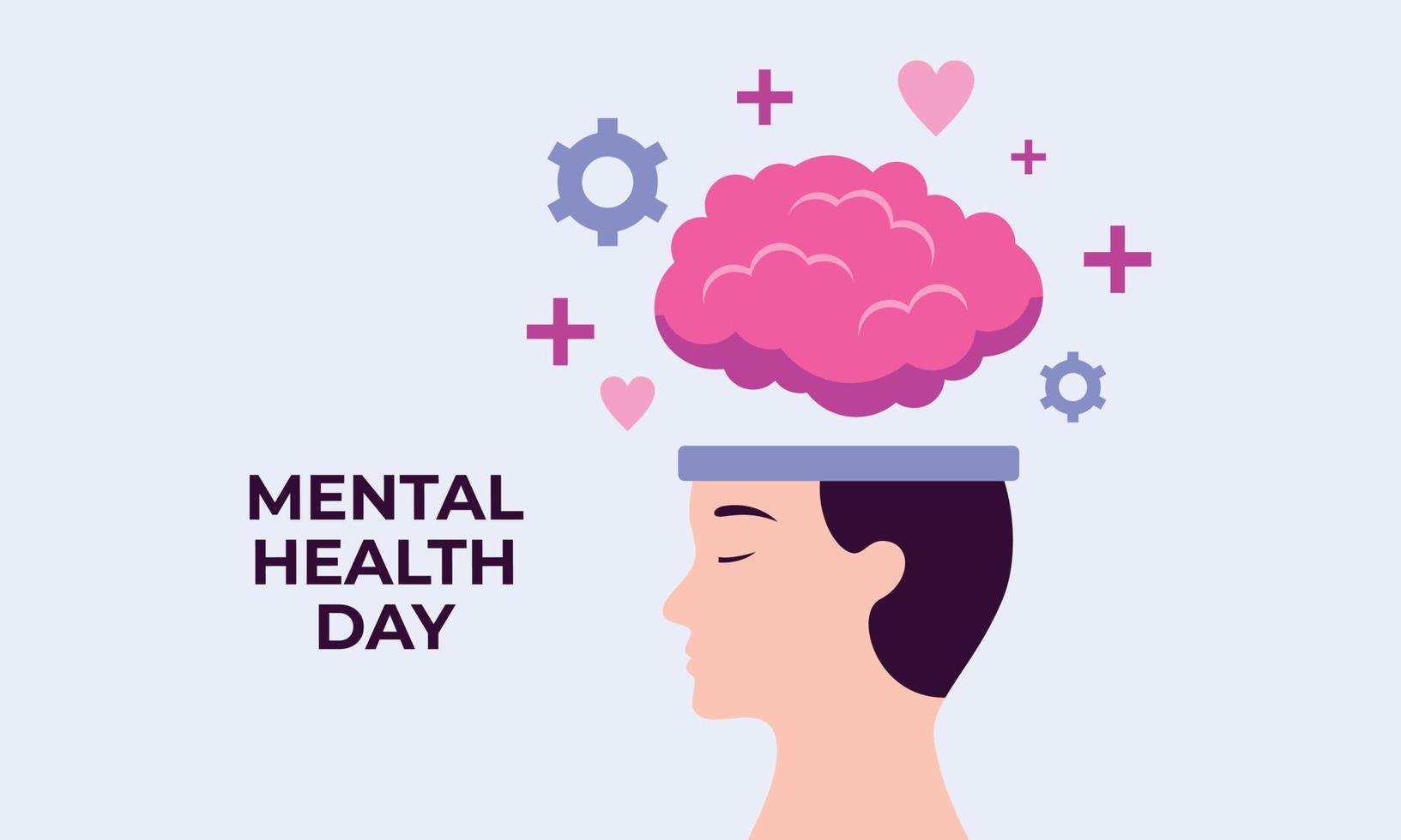 Flat design world mental health day background vector