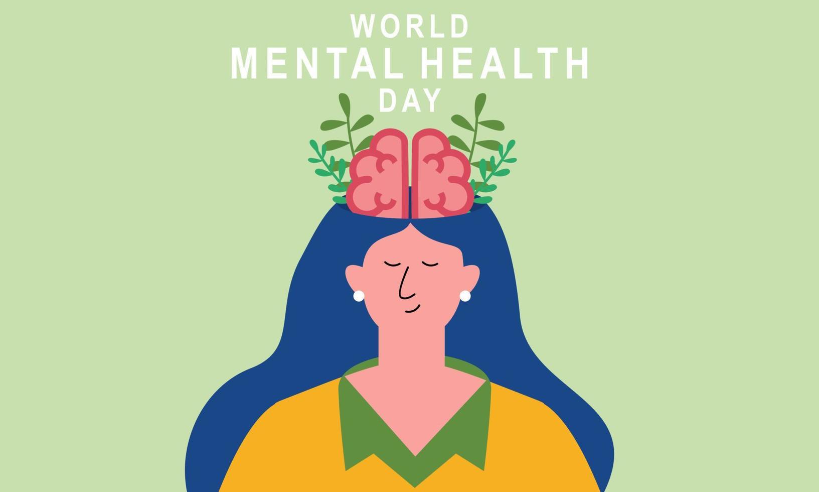 Flat design world mental health day background vector