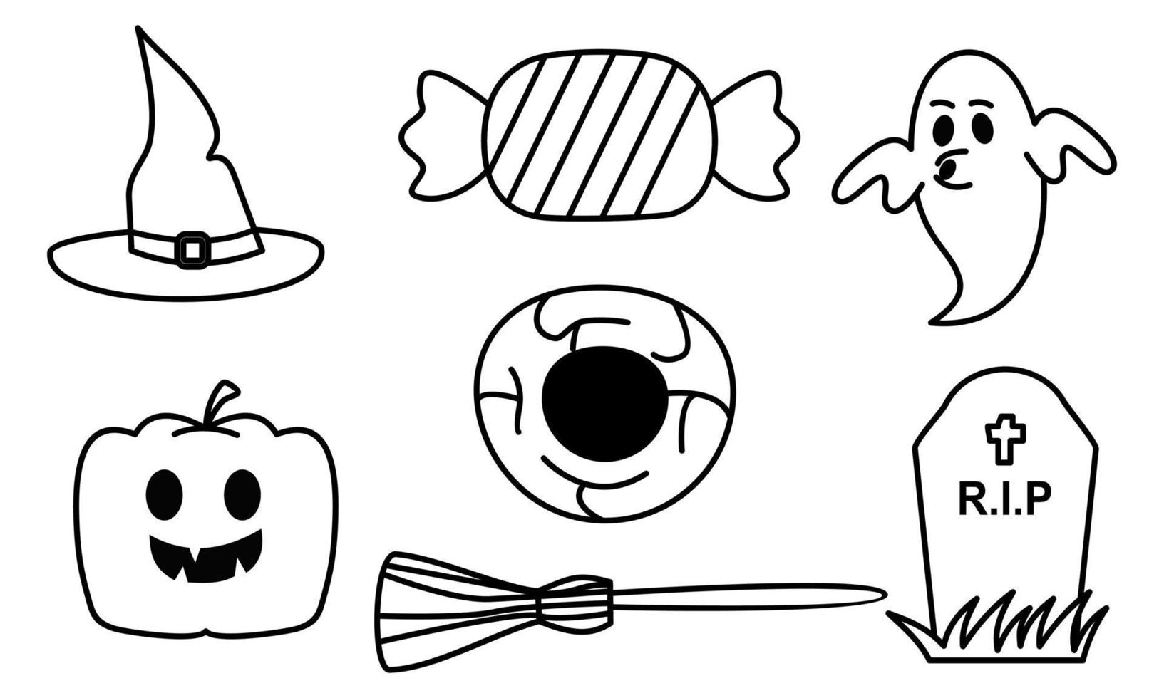 Graphic elements for halloween doodle vector. Happy Halloween card background vector