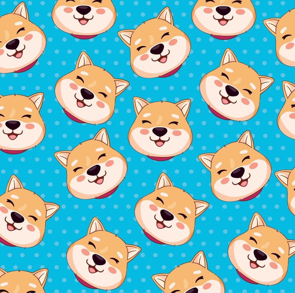 shiba inu heads pattern vector