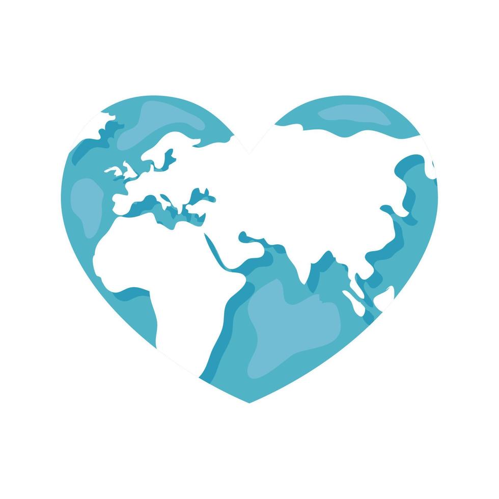 planet earth with heart shape vector