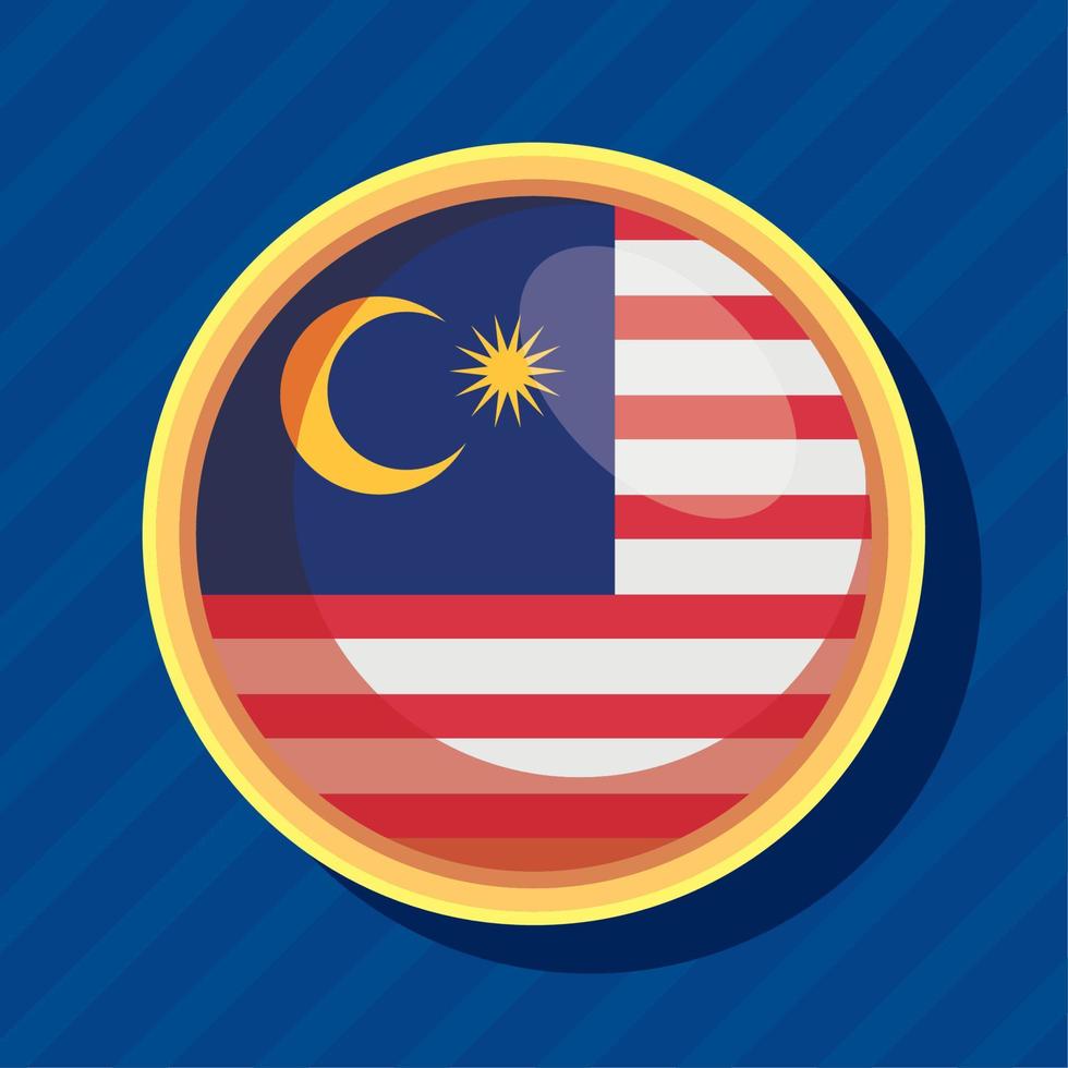 bandera de malasia en el botón vector