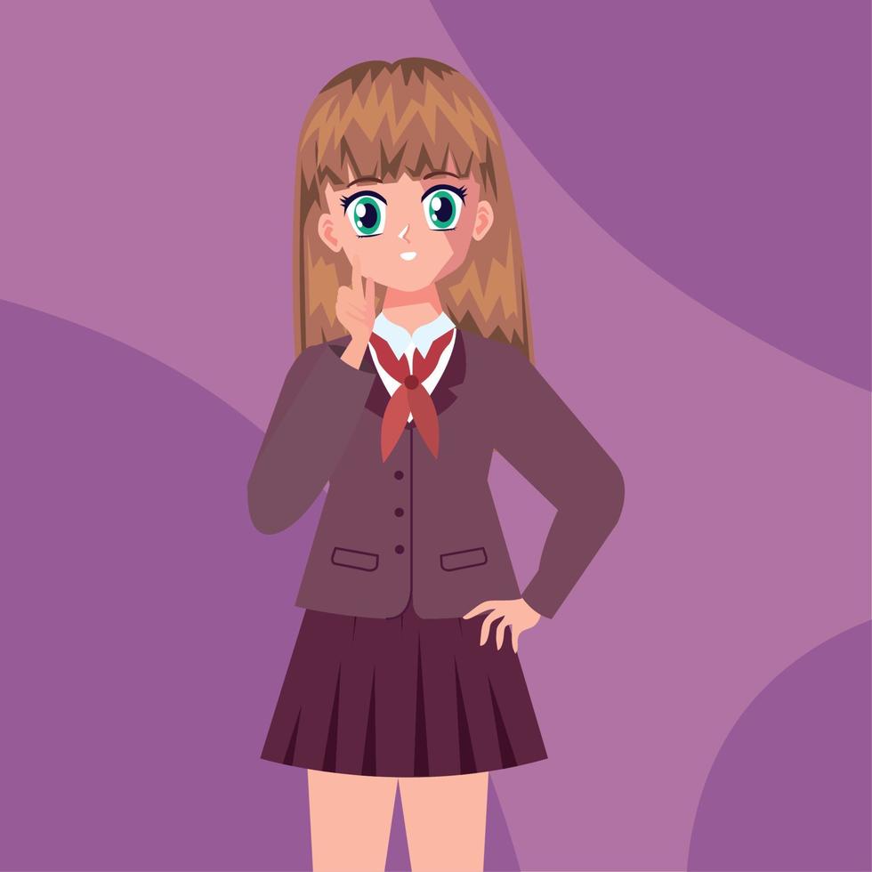 girl wearing uniform redwine vector