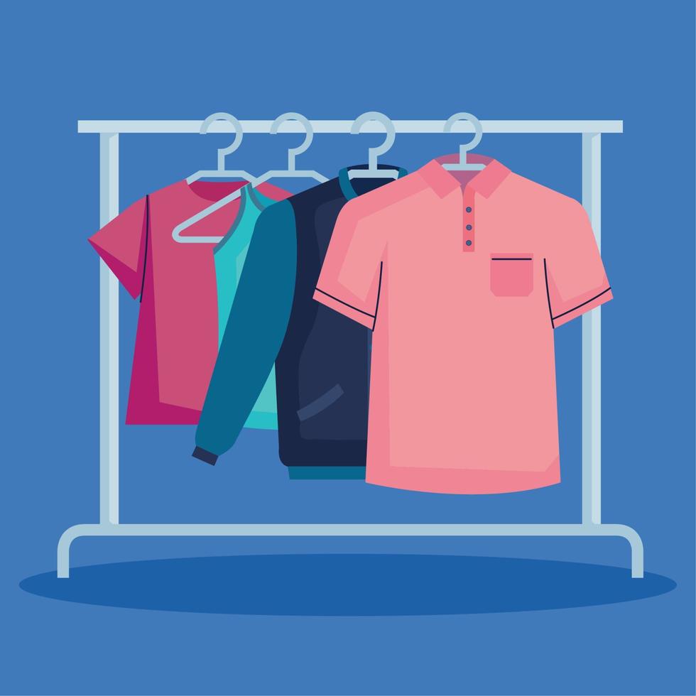 rack with clothes hanging vector
