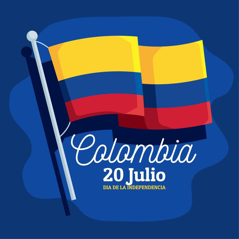 colombia independence day postcard vector