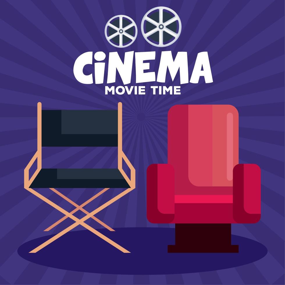 cinema movie time lettering vector