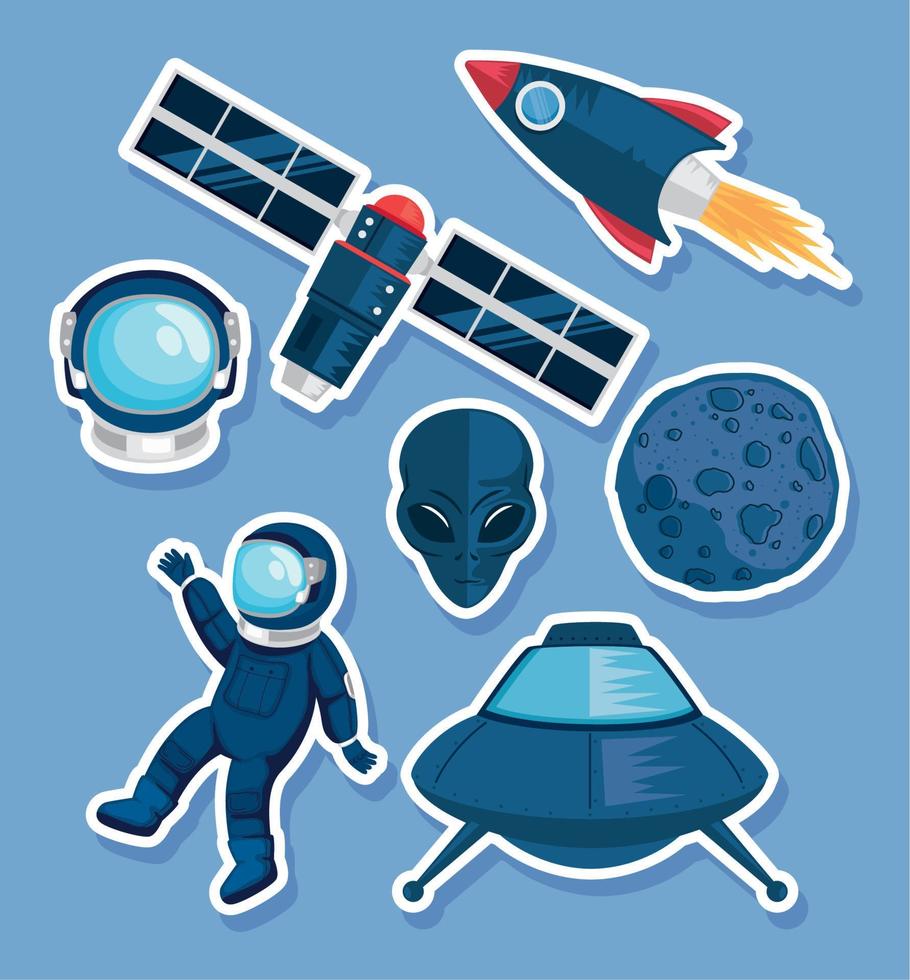 seven space outer icons vector