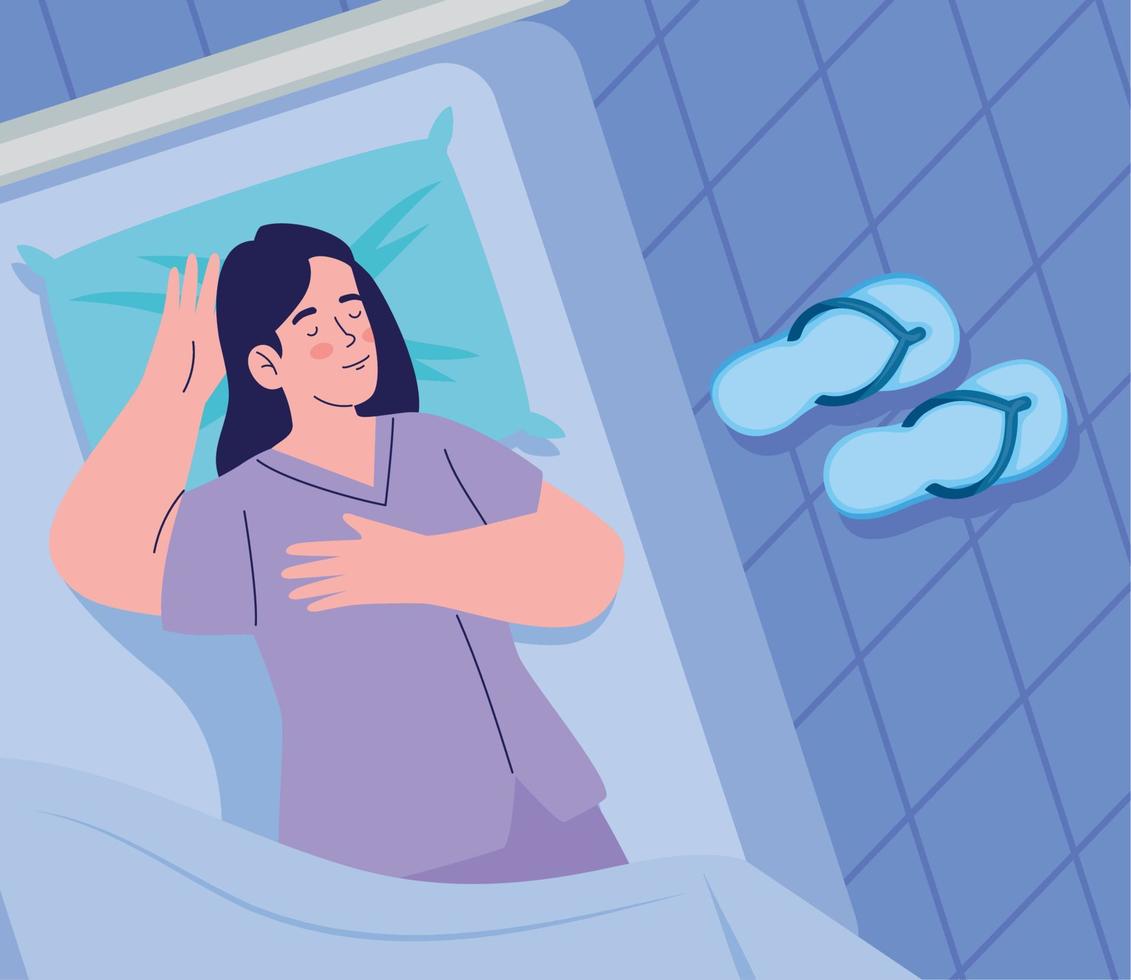 woman sleeping and sandals vector