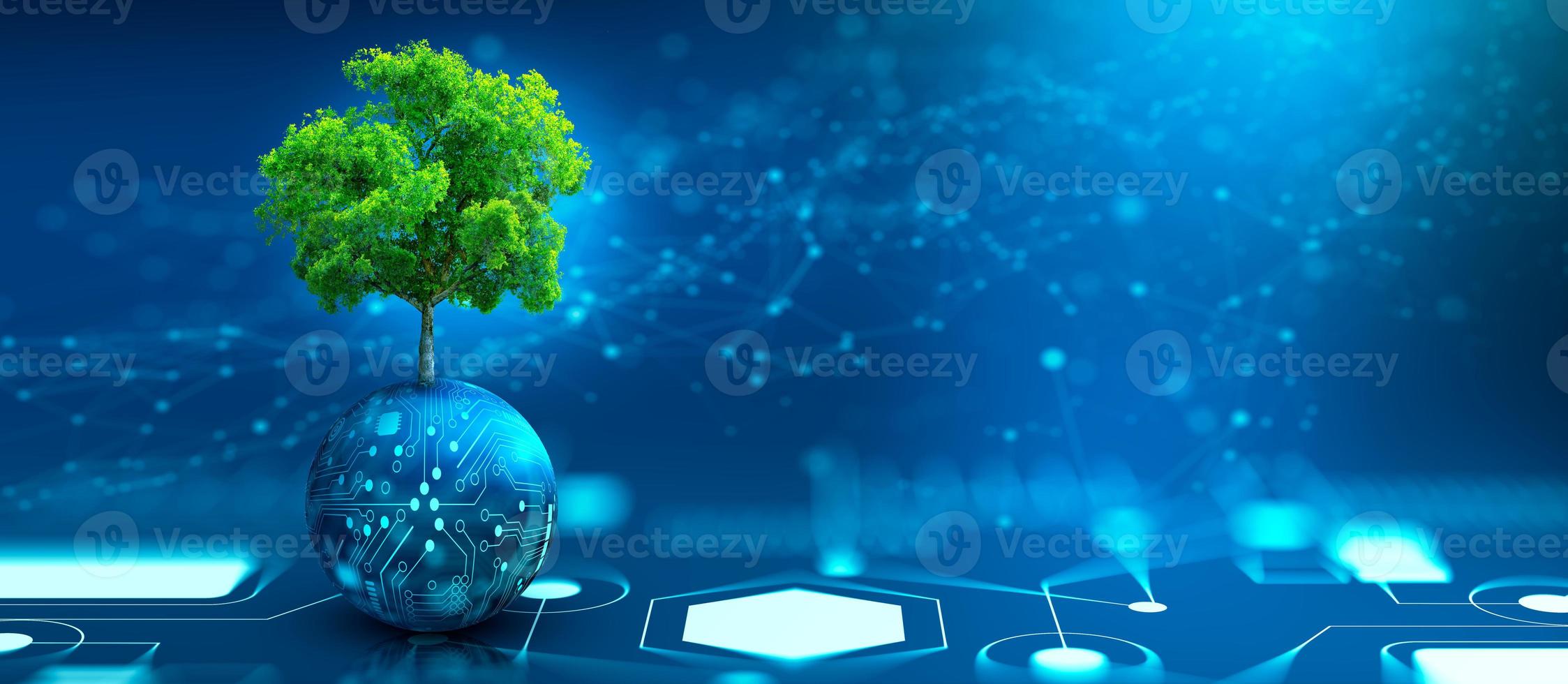 Green Computing, Green Technology, Green IT, csr, and IT ethics Concept. photo