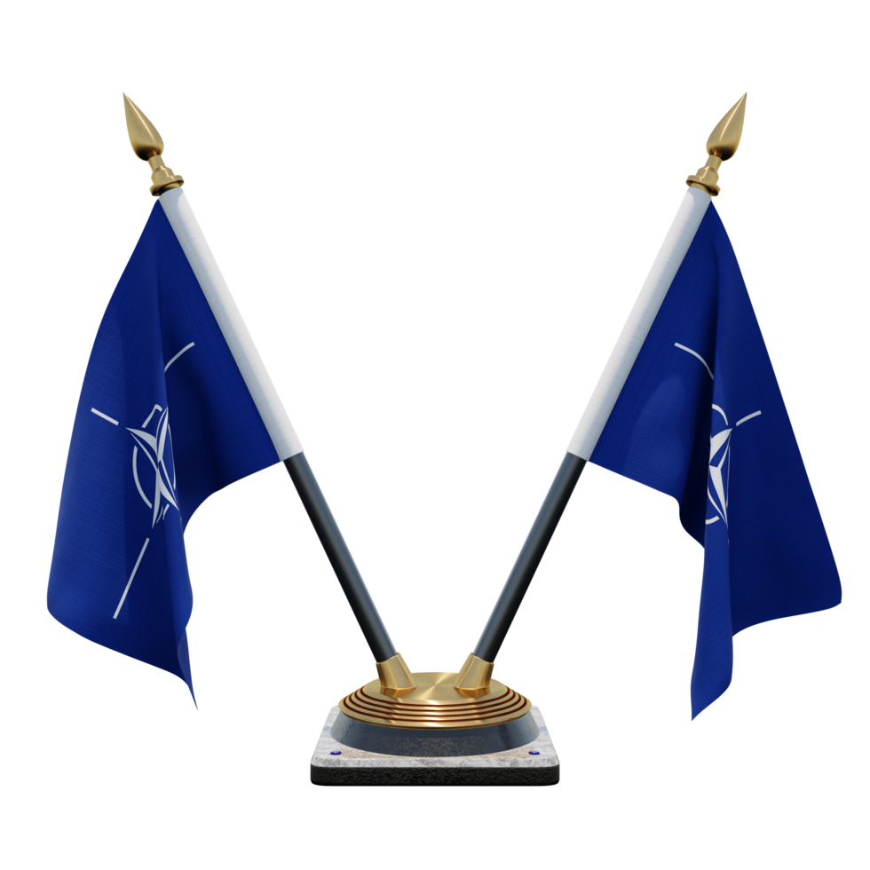 NATO 3d illustration Double V Desk Flag Stand png