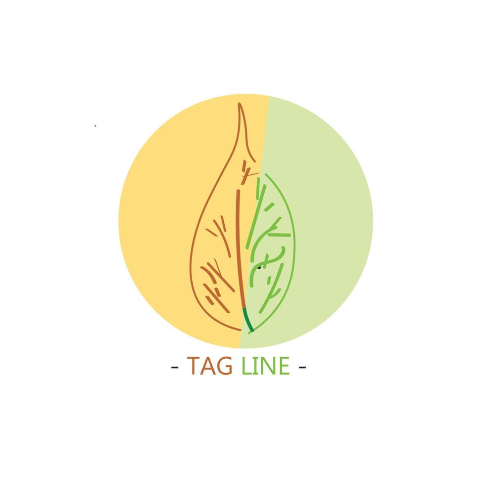 leaf logo design isolated in green and brown background vector