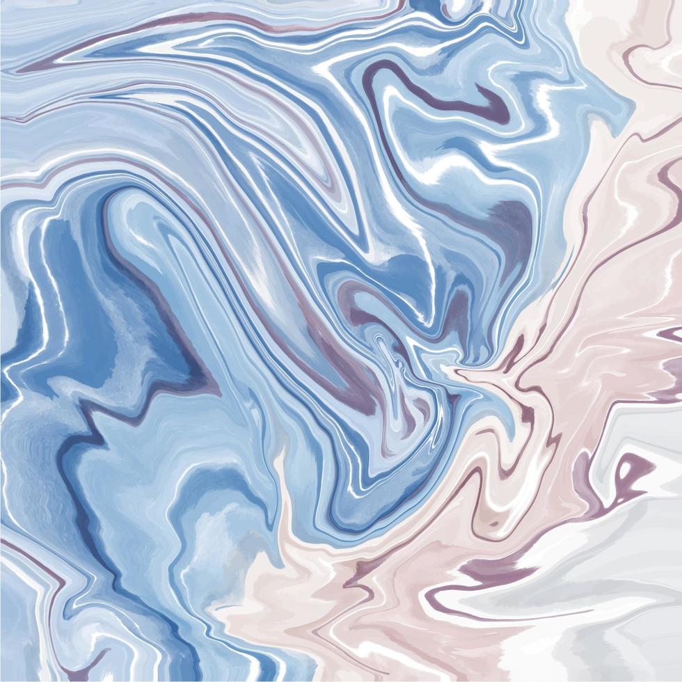 Abstract Wavy Liquid Marble Ink Vector blue white purple background design. Artistic hand drawn melted fluid wave marbling texture backdrop. Surface wallpaper design