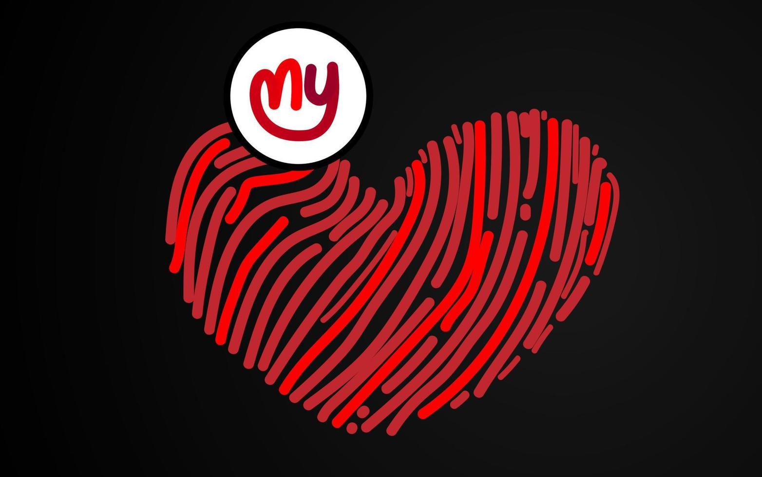love heart fingerprint mark vector