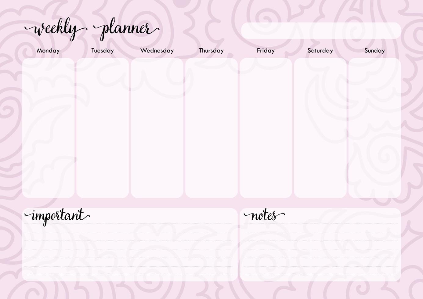 Printable A4 cute business planner. Abstract modern design. Vector