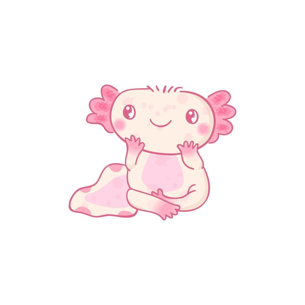 Cute axolotl mascota dibujos animados kawaii vector ilustración