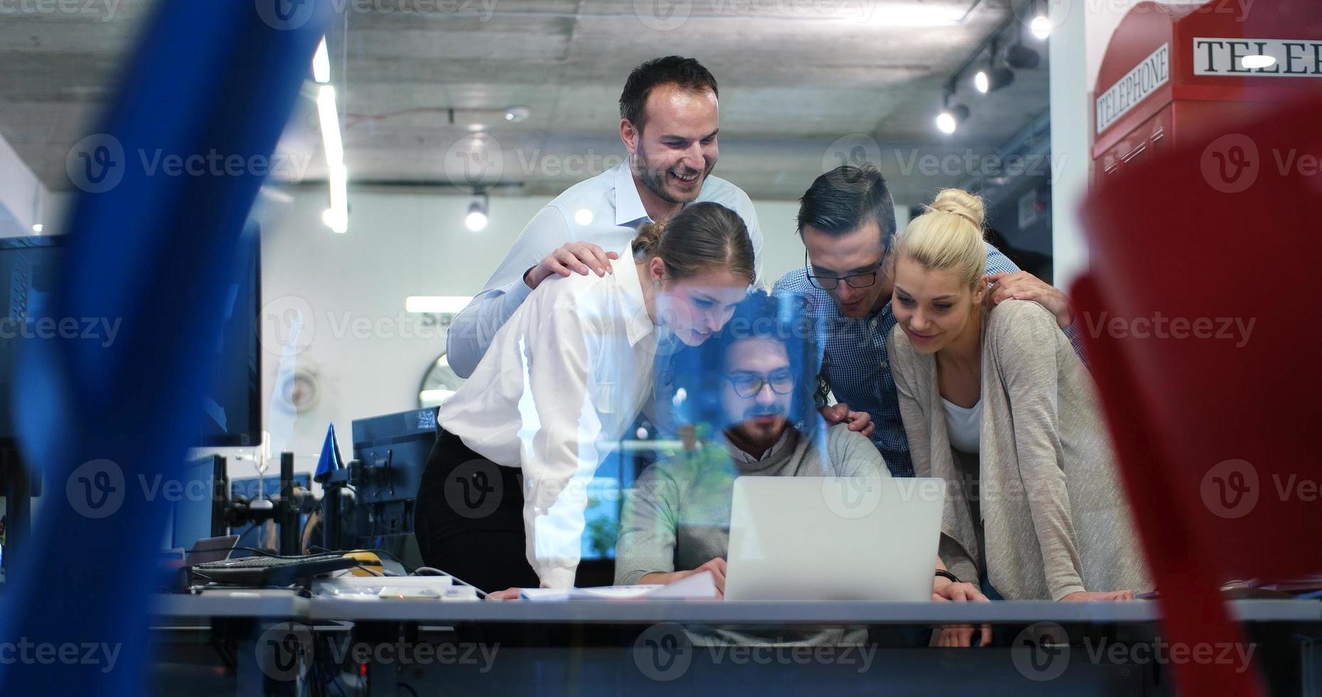 Startup Business Team At A Meeting at modern office building photo