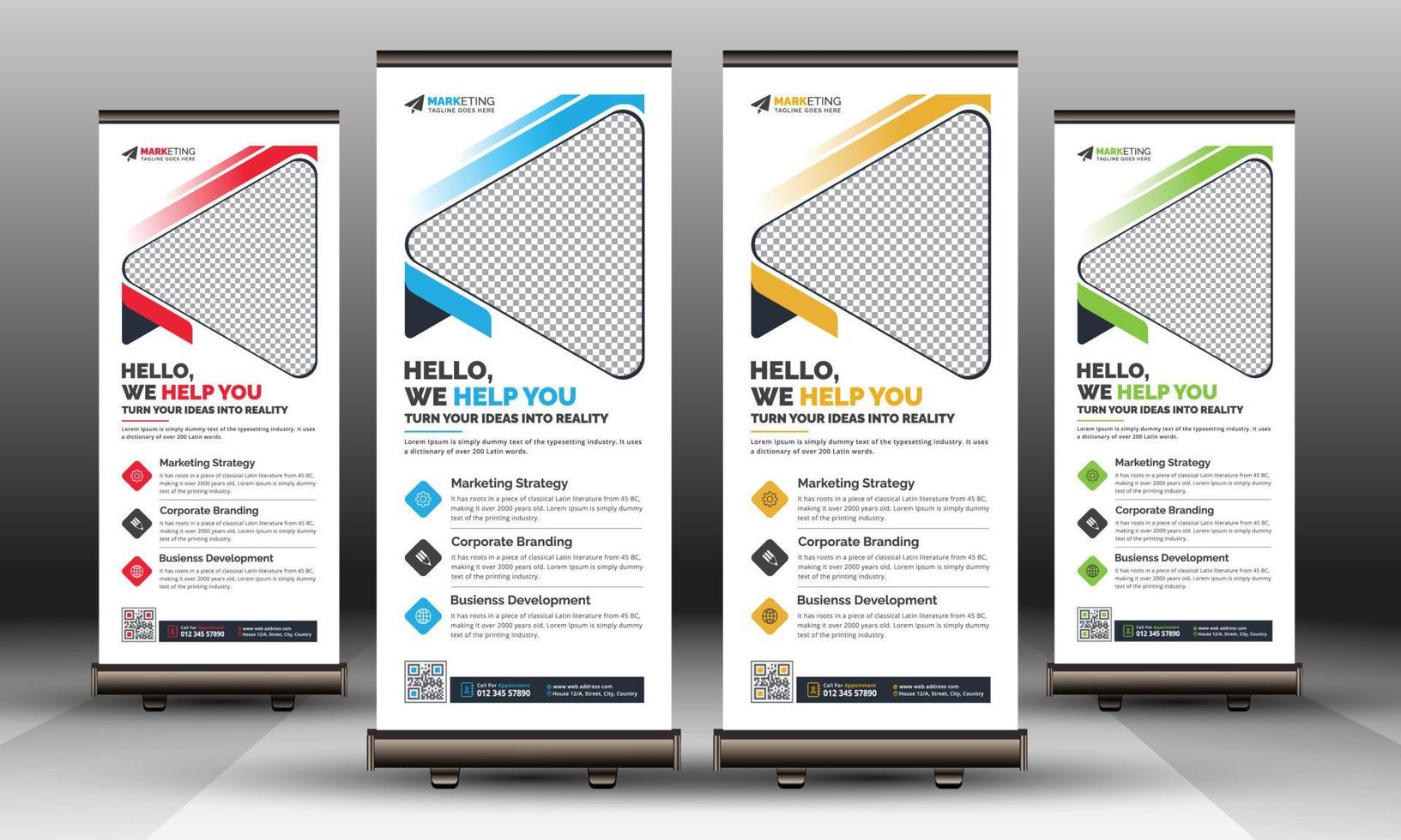 Modern Corporate Business Roll Up Banner Standee Template Vector Design