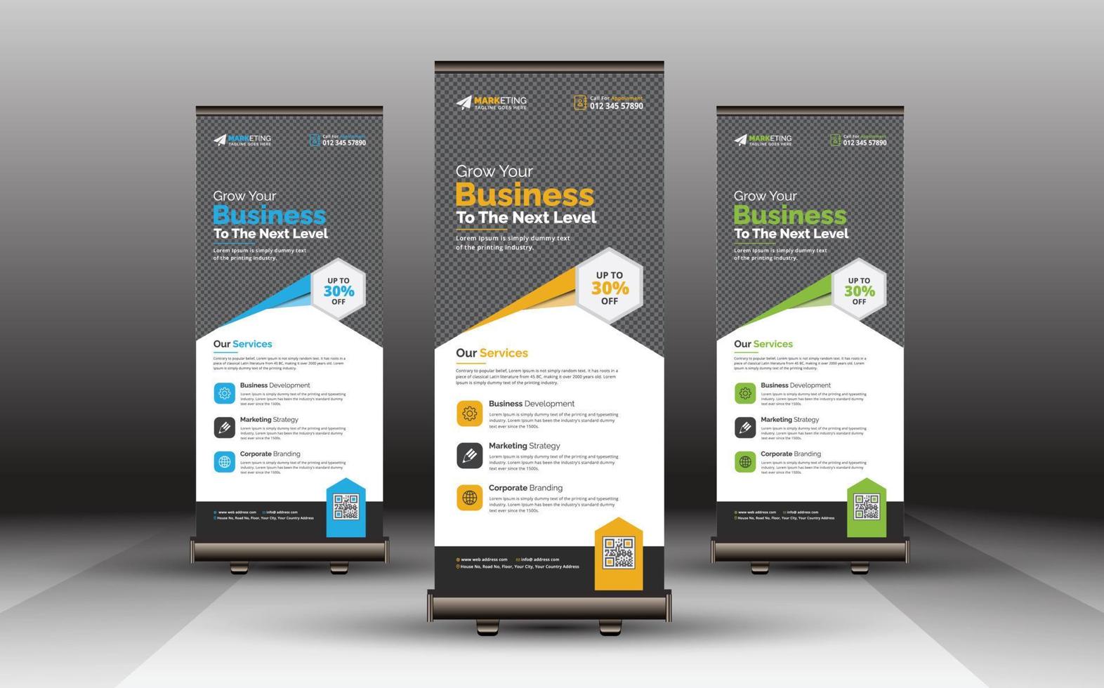 Modern Corporate Business Roll Up Banner Standee Template Vector Design, Abstract Creative X Banner, Pull Up Banner Layout for Advertisement, Ads, Exhibition, Display