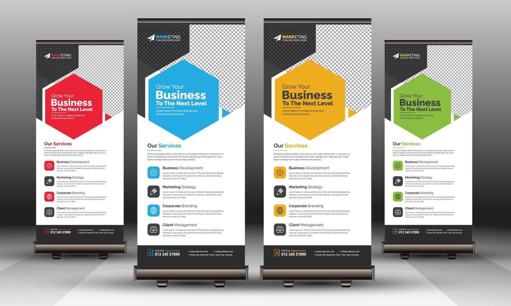 Modern Corporate Business Roll Up Banner Standee Template Vector Design, Abstract Creative X Banner, Pull Up Banner Layout for Advertisement, Ads, Exhibition, Display