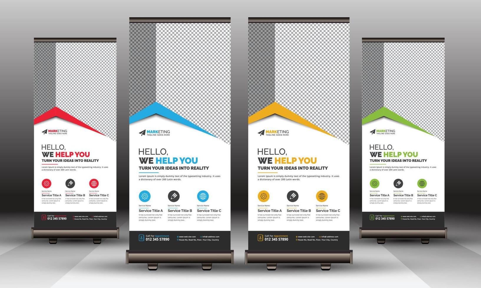 Modern Corporate Business Roll Up Banner Standee Template Vector Design