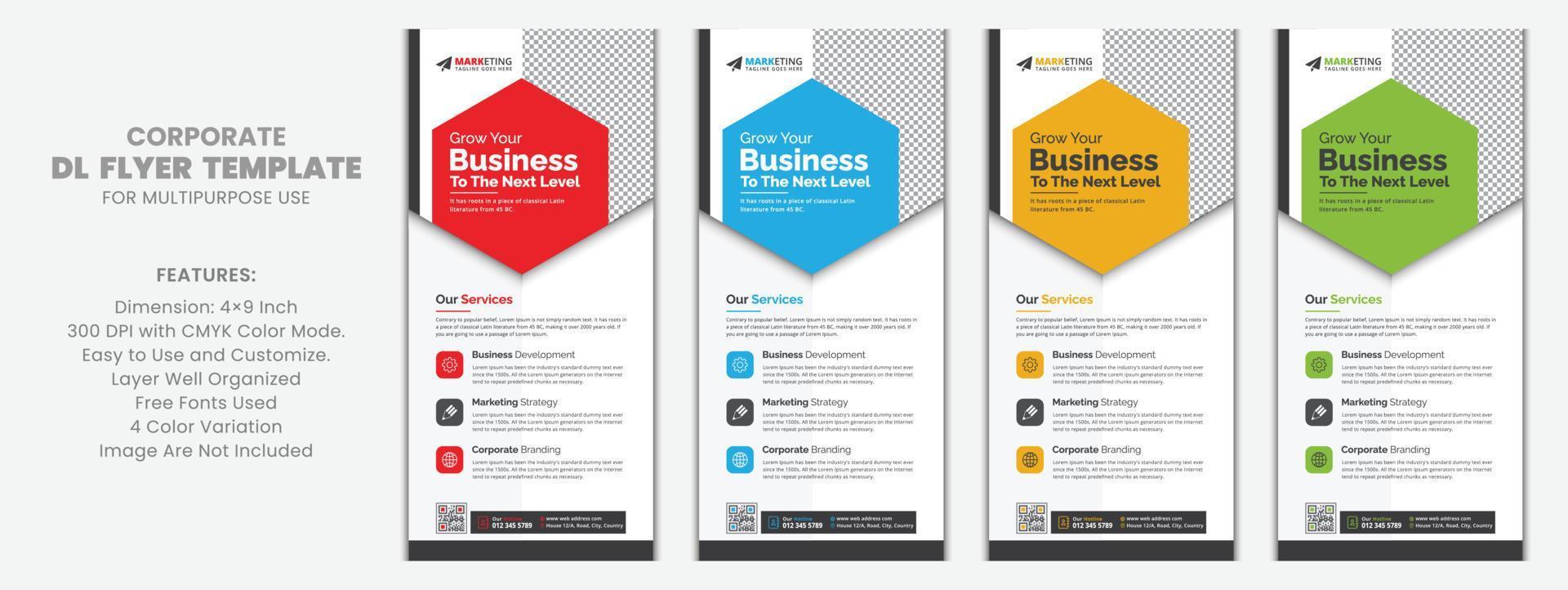 Modern Corporate Business DL Flyer Leaflet Template Sample Unique Concept, Creative Business Rack Card Vector Design Layout for Advertisement, Promotion