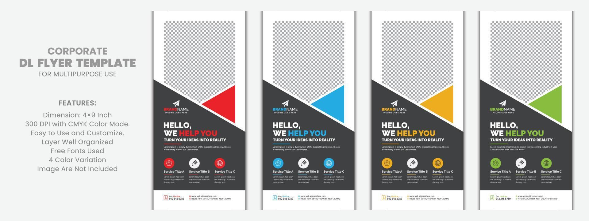 Modern Corporate Business DL Flyer Leaflet Template Sample Unique Concept, Creative Business Rack Card Vector Design Layout for Advertisement, Promotion