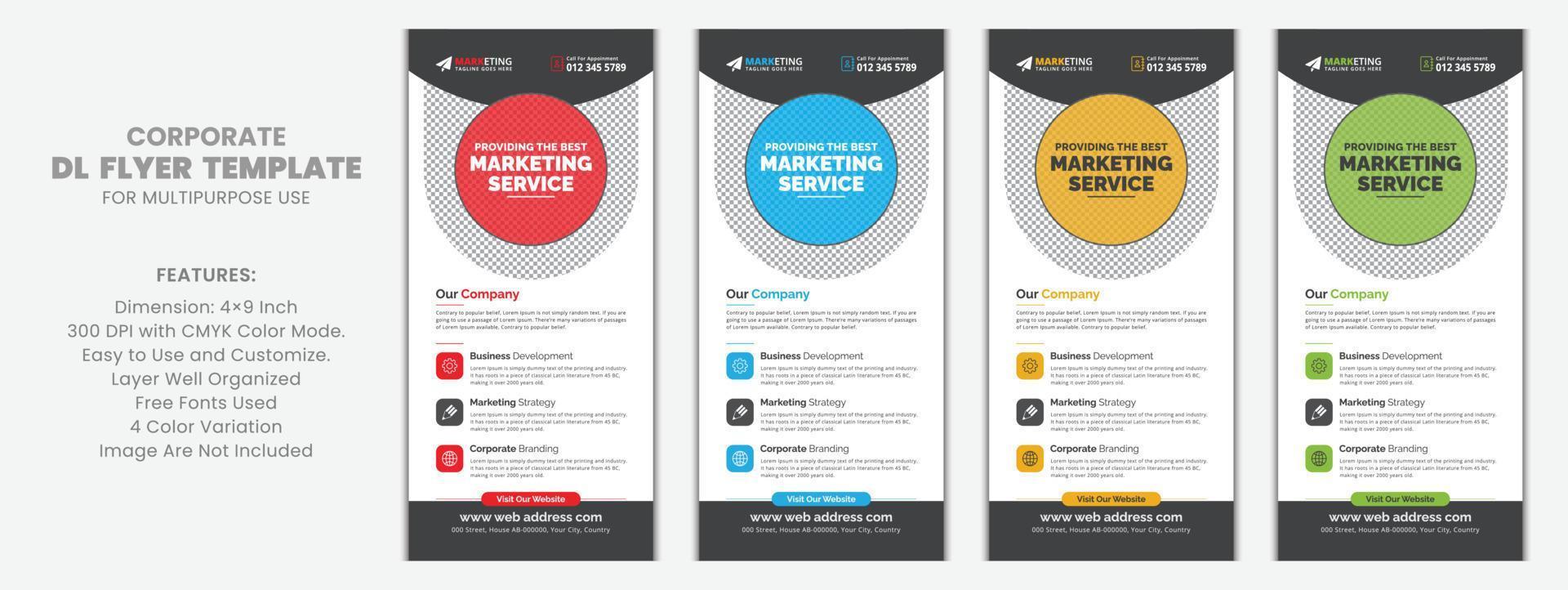 Modern Corporate Business DL Flyer Leaflet Template Sample Unique Concept, Creative Business Rack Card Vector Design Layout for Advertisement, Promotion