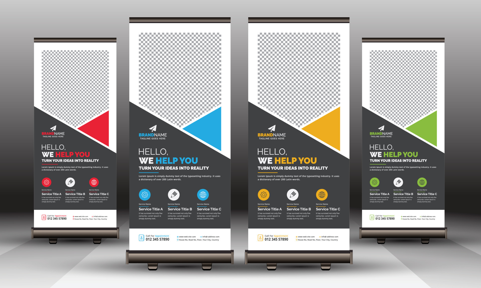 Modern Corporate Business Roll Up Banner Standee Template Vector Design