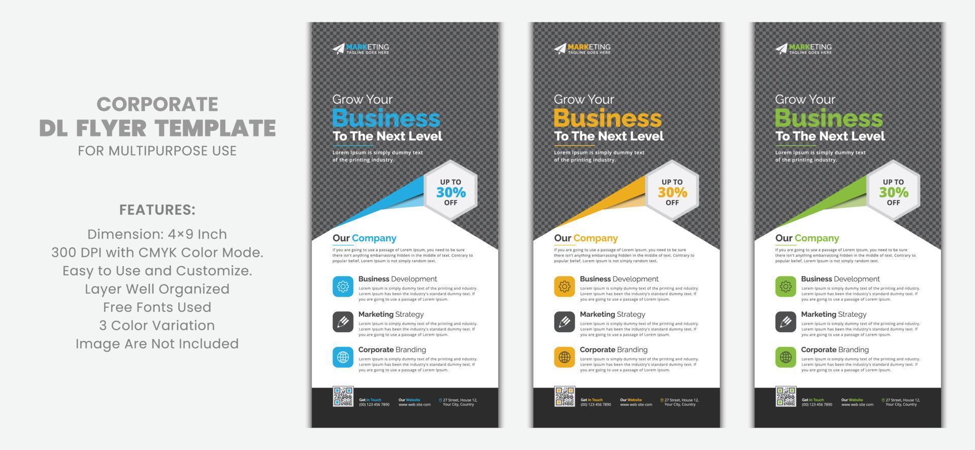 Modern Corporate Business DL Flyer Leaflet Template Sample Unique Concept, Creative Business Rack Card Vector Design Layout for Advertisement, Promotion