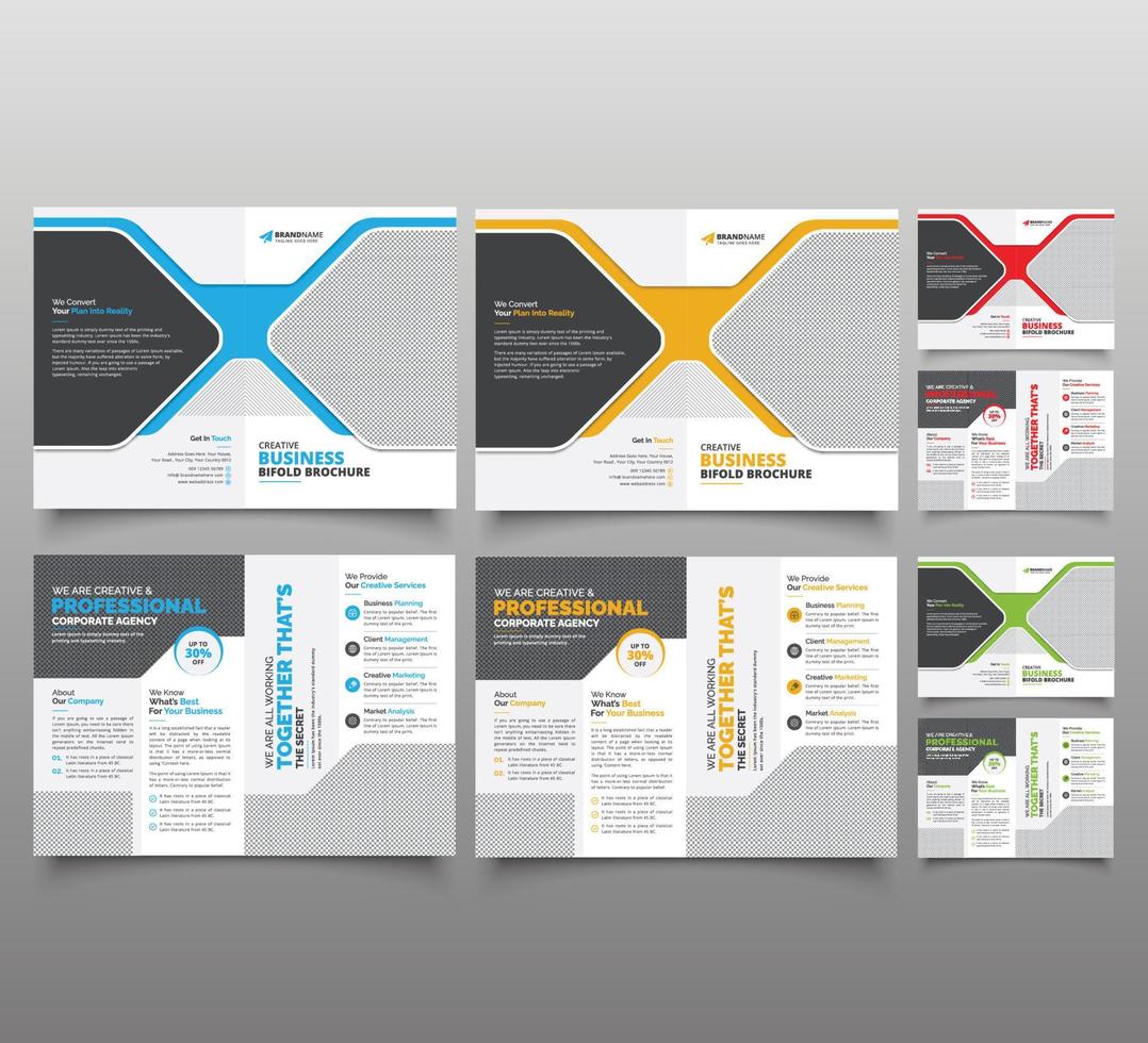 Creative Corporate Business Bifold Brochure Leaflet Template Design, Modern Bifold Company Profile, Magazine, Annual Report, Booklet Vector Layout