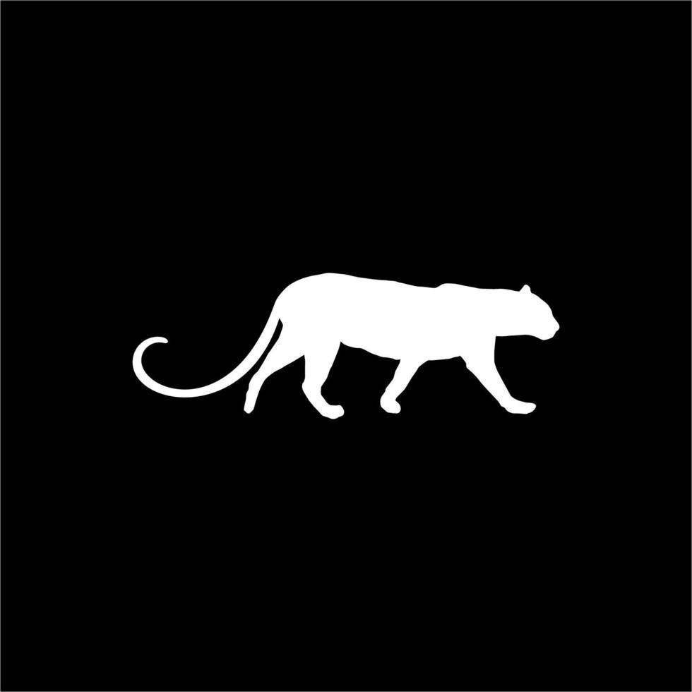 Walking Standing Tiger, Leopard, Cheetah, Black Panther, Jaguar, Big Cat Family Silhouette for Logo or Graphic Design Element. Vector Illustration