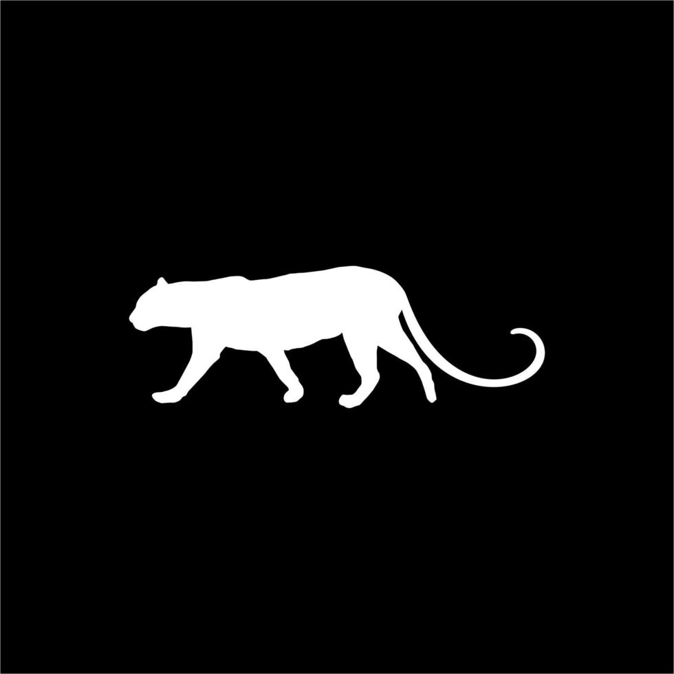 Walking Standing Tiger, Leopard, Cheetah, Black Panther, Jaguar, Big Cat Family Silhouette for Logo or Graphic Design Element. Vector Illustration