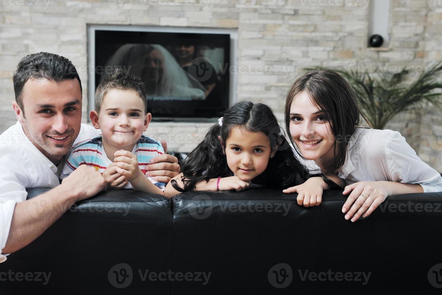 young family at home photo