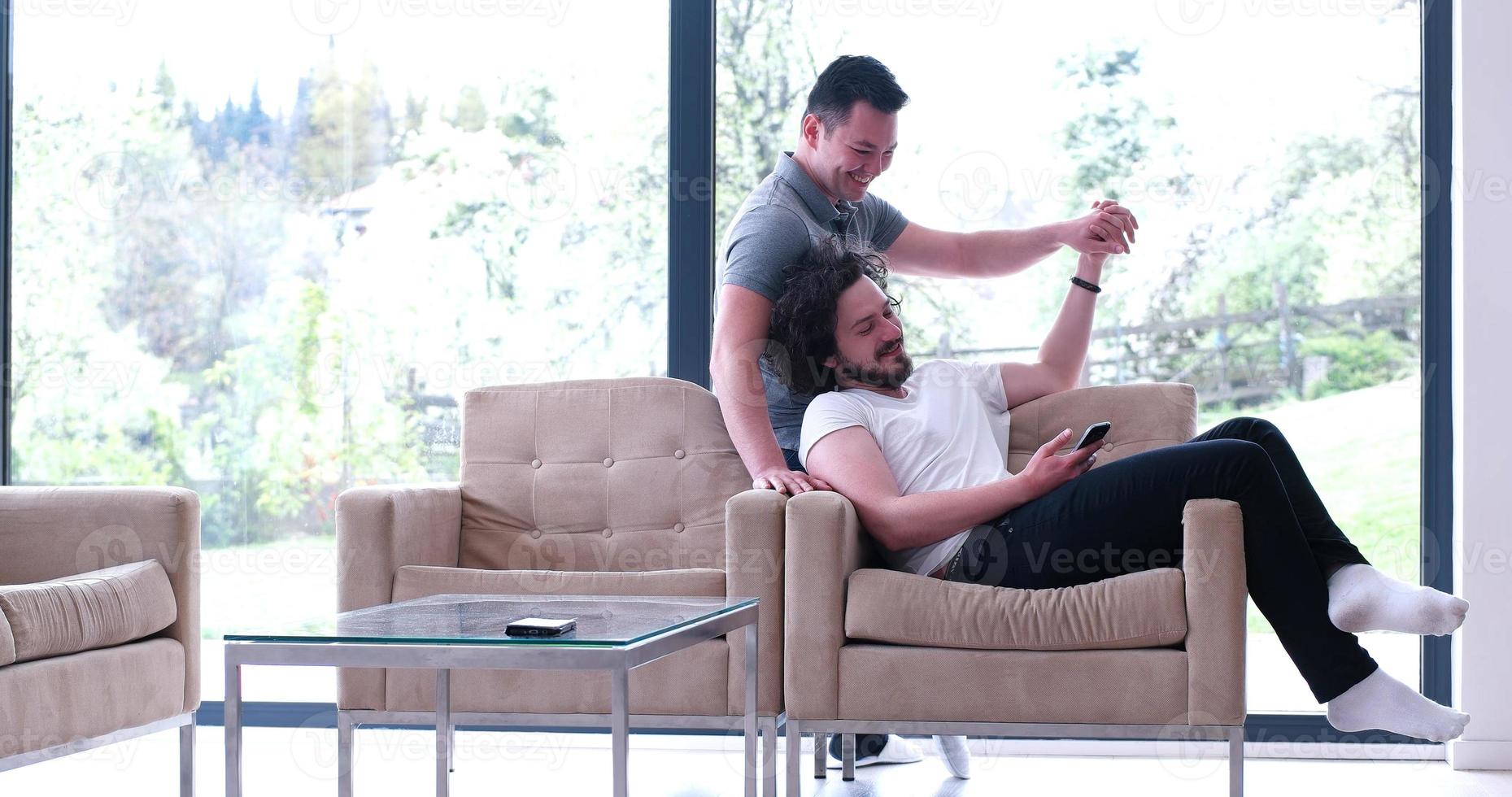 Gay Couple Love Home Concept photo