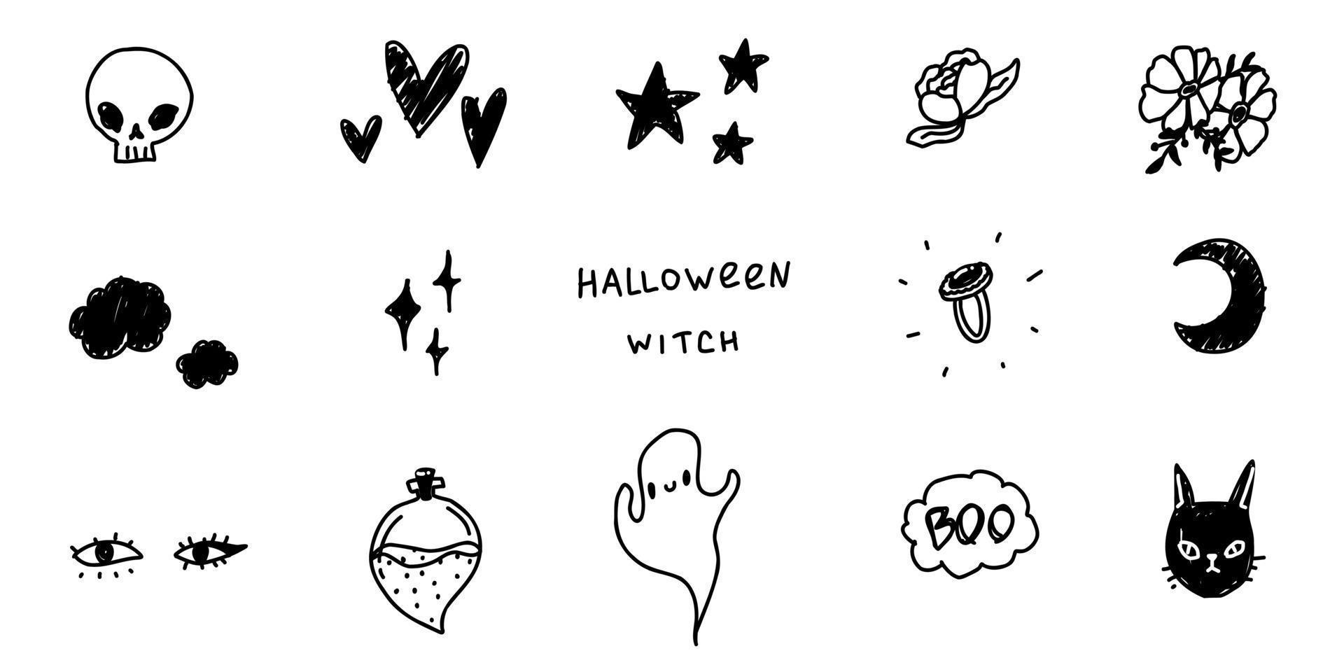 witchy sticker pack - witches, doodle, art, witch, halloween