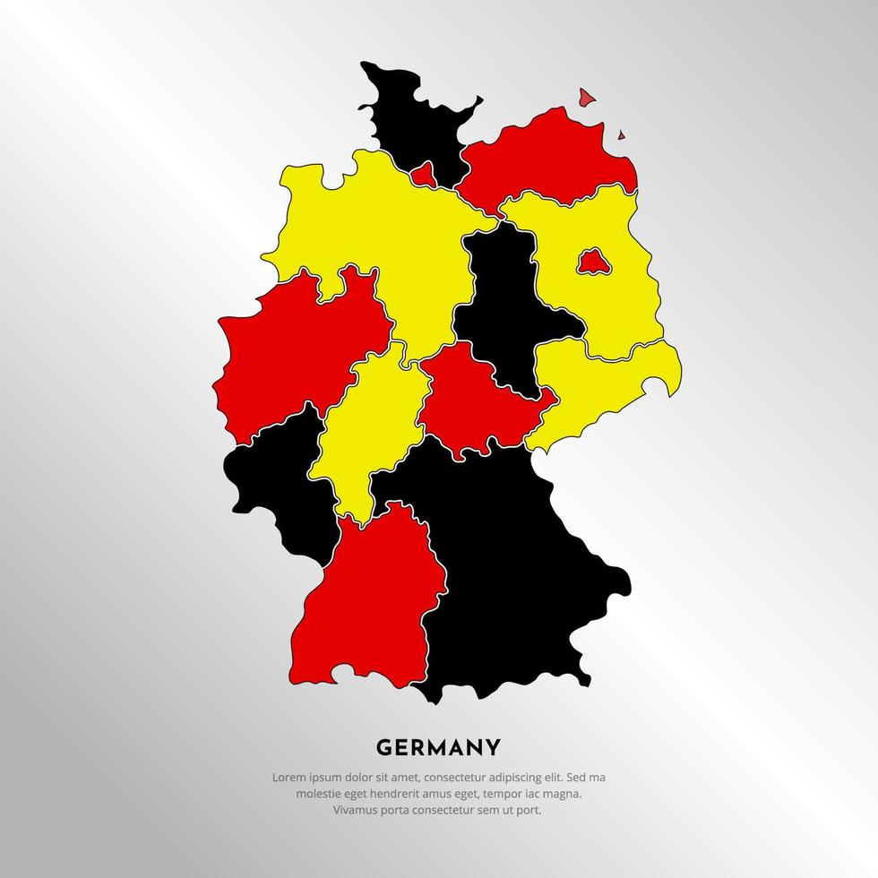 silueta vectorial de diseño de mapas alemanes modernos. colorido mundo alemán mapas vector