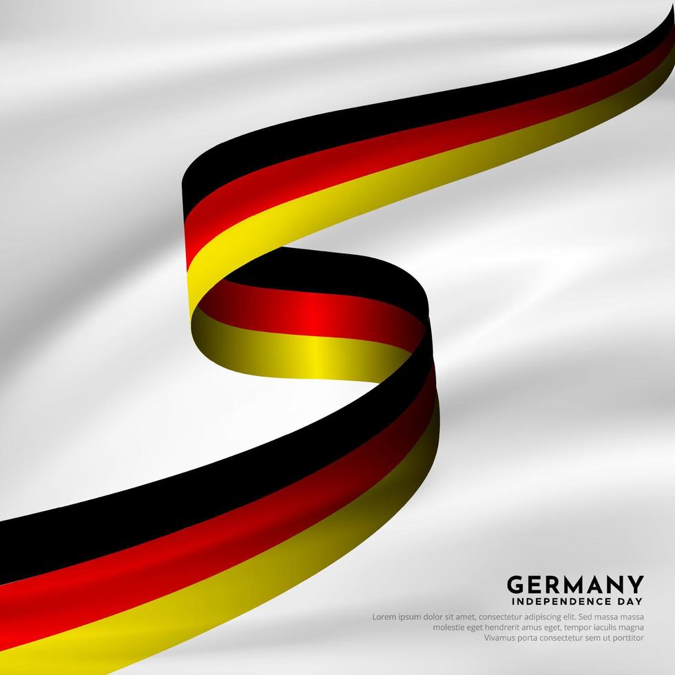 increíble fondo de diseño del día de la independencia alemana con vector de bandera ondulada. vector de diseño del día de la unidad alemana.