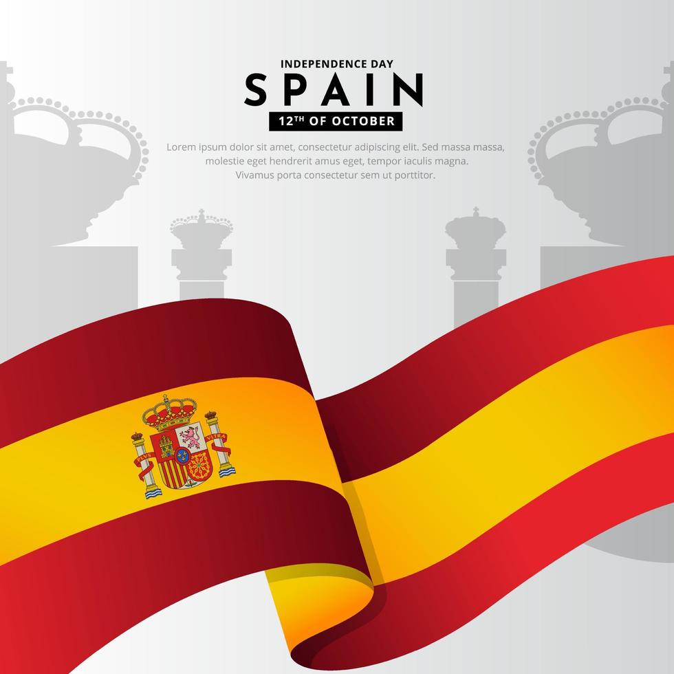 diseño moderno y sorprendente del día de la independencia de españa con vector de bandera ondulada