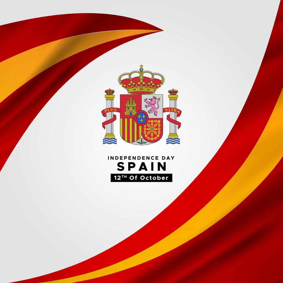 Wonderful Spain republic day background design with wavy flag vector. Spain Independence day vector