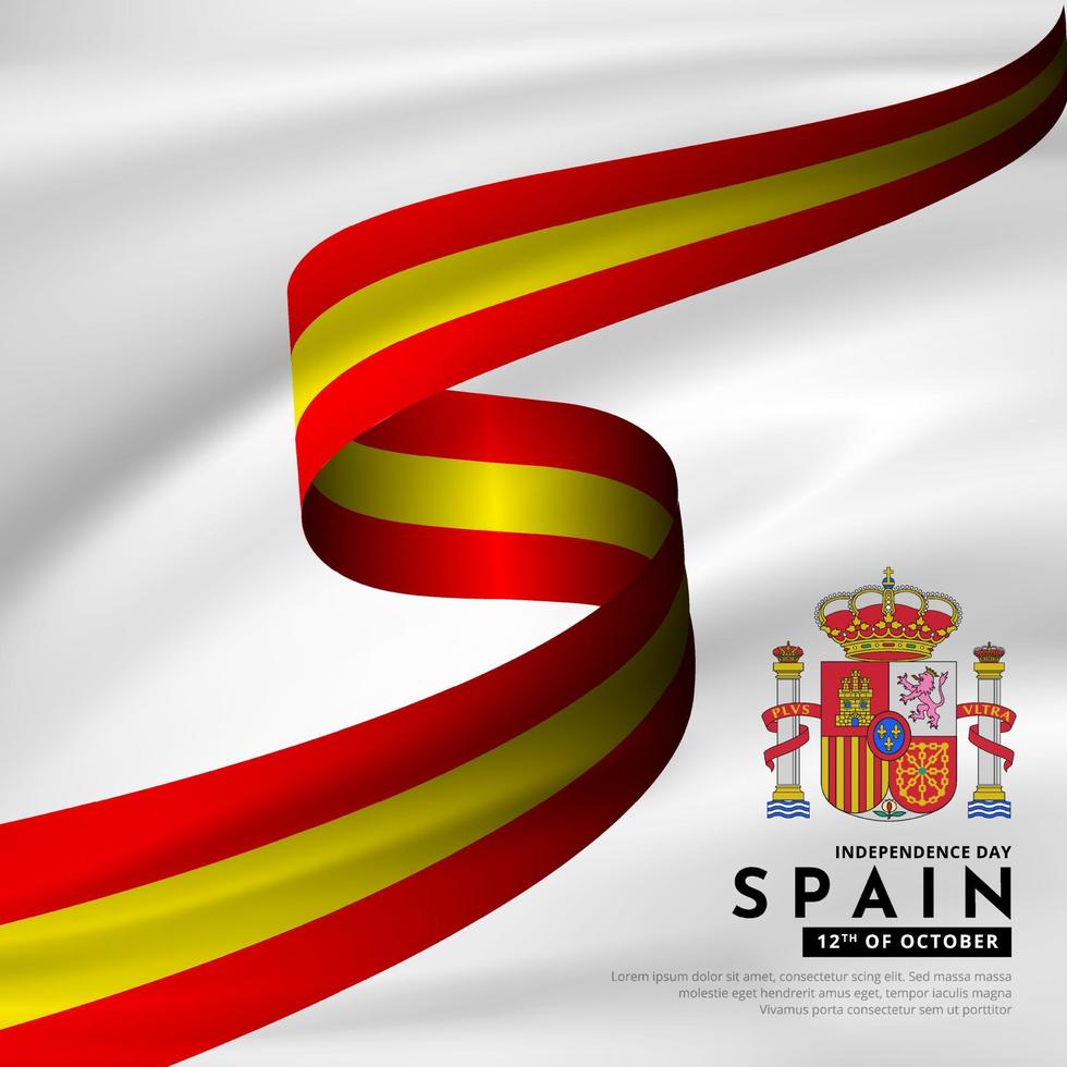 Fondo de diseño del día de la independencia de España con vector de bandera ondulada. fondo del día de la república de españa