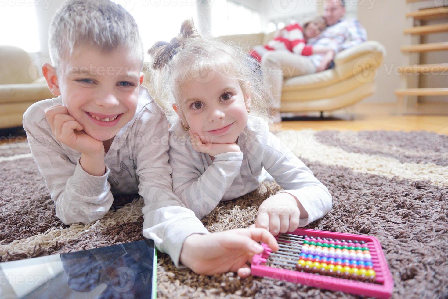 happy young family at home photo