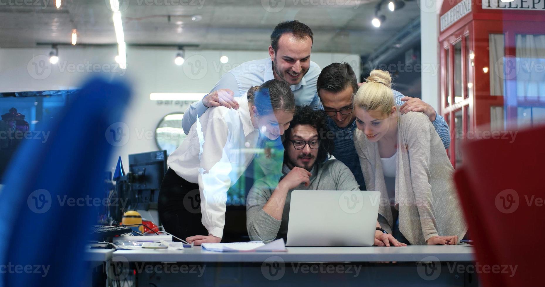 Startup Business Team At A Meeting at modern office building photo