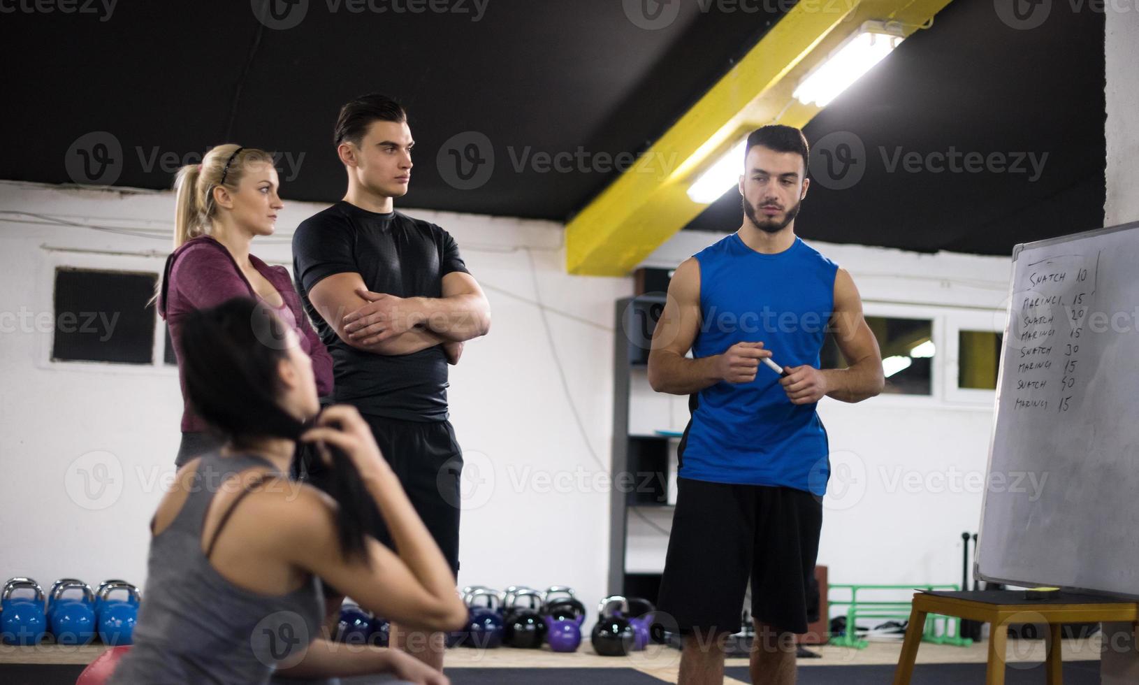 athletes getting instructions from trainer photo