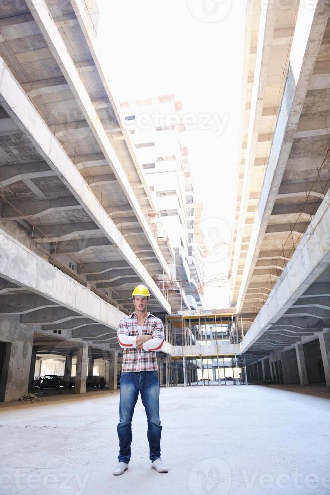 hard worker on construction site photo