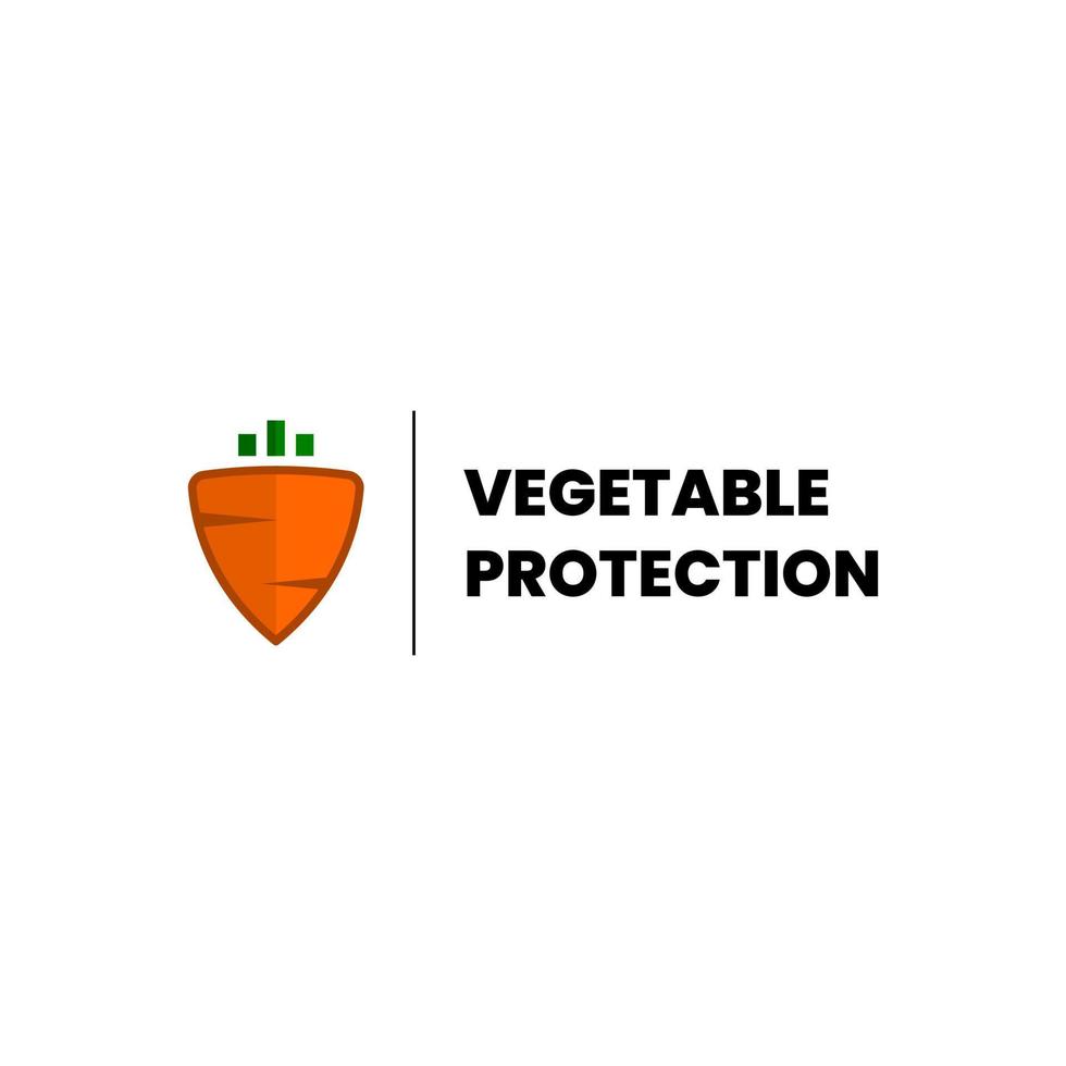 Simple shield and carrot logo design template vector