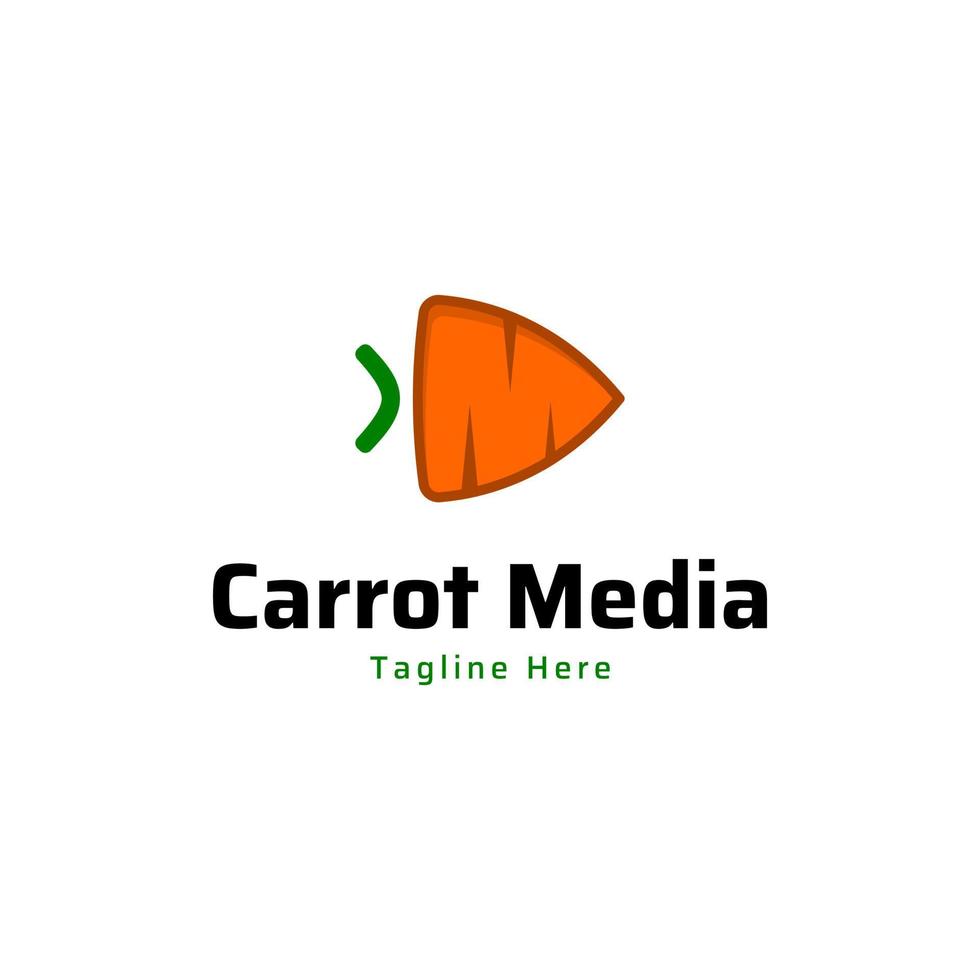 diseño de logotipo de zanahoria y botón de reproducción vector