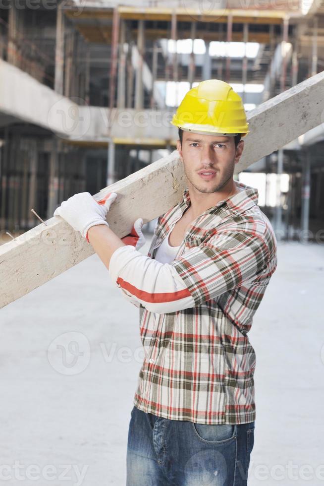 hard worker on construction site photo