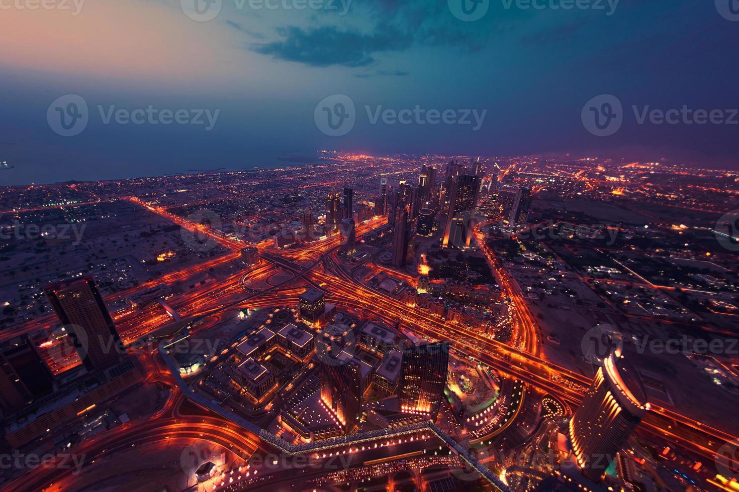 Dubai night skyline photo