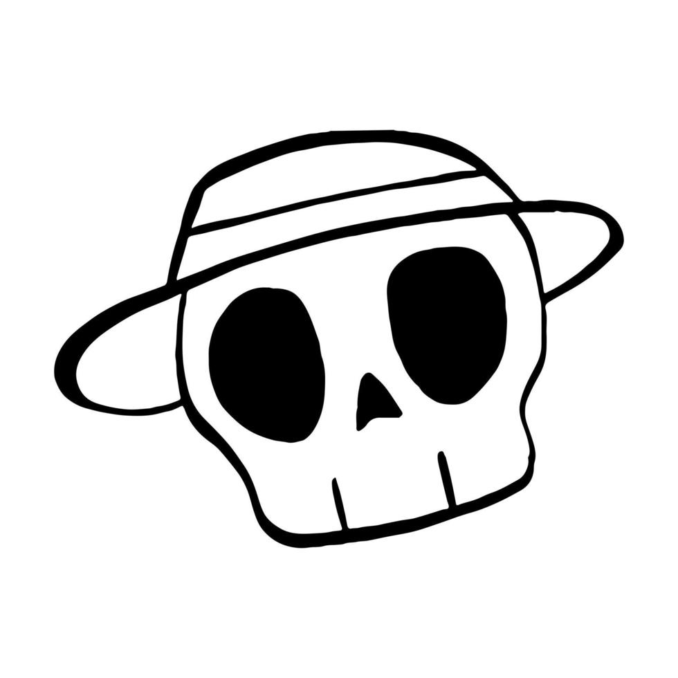 Vector illustration of Skull cartoon line on white background.